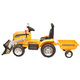 ZUN Kids Ride on Tractor with Trailer, 12V Battery Powered Electric Excavator for Kids with Remote T3067P244621