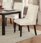 ZUN Modern Faux Leather White Tufted Set of 2 Chairs Dining Seat Chair HSESF00F1503