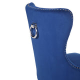 Erica 2 Piece Wood Legs Dinning Chair Finish with Velvet Fabric in Blue 808857565570