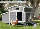 Outdoor Gray Free-Range Wooden Chicken Coop with Asphalt Roof, Pull-Out Tray, Nesting Box with Easy W773P461967