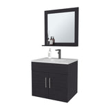 Slater Floating Bathroom Vanity Set with Sink, Two-Door Cabinet, and Mirror,Wengue B128P314806