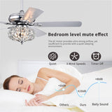 ZUN 52'' Crystal Shade Ceiling Fan Lamp With Remote Control 3 Speed , 5 Reversible W1592P192260