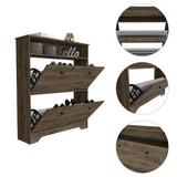 Calgary Shoe Rack, Superior Top, One Open Shelf, Two Extendable Shelves -Dark Brown B20091898