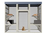 Gray Wooden Catio Outdoor Pet Enclosure with Waterproof Top, Spacious and Secure Cat House & Small W773P362350