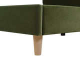 Stockholm Modern Wavy Headboard Platform Bed, King, Olive Green Performance Velvet B2719P238207
