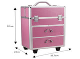 4 Tier Lockable Cosmetic Makeup Train Case with Extendable Trays Pink 73147203