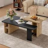 U-Can Set of 2 Nesting Coffees Farmhouse,Rectangle Coffee Living Room,Wood Finish Coffee N724P294661B