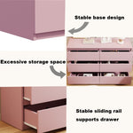 ZUN Pink Large 6 drawers chest of drawer dressers table W1320P181646