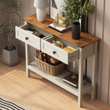Farmhouse Style Console Table 2 Drawer and Bottom Storage Shelf for Entryway, Rustic Side Table W2557P191364