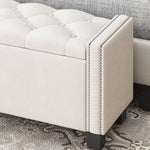 ZUN Upholstered Velvet Storage Ottoman Bench for Bedroom, End of Bed Bench with Rivet Design, Tufted WF322807AAA