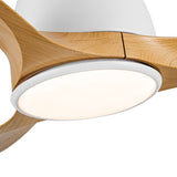 YUHAO 52 inch Indoor Ceiling Fan with Intergrated LED - Matte White with Antique Brown Wood Grain W1367P263803