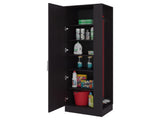 Fairfield Utility Storage Cabinet with 6-Tier Shelf and Broom Hangers, Black Wengue B097P474303
