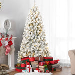 ZUN 7FT Pre-lit Flocked Christmas Tree with 1,064 Memory Wire Tips – Effortlessly Fluffed, Perfectly W1773P199067