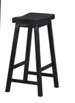 ZUN Black Finish 29-inch Bar Height Stools Set of 2pc Saddle Seat Solid Wood Casual Dining Home B01151976