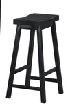 ZUN Black Finish 29-inch Bar Height Stools Set of 2pc Saddle Seat Solid Wood Casual Dining Home B01151976