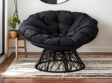 38" Ergonomic Swivel Wicker Papasan Chair with Thick Tufted Cushions, 360 Degree 81220931
