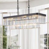 Chandeliers,Rectangular Crystal Chandelier Adjustable,E12 Modern Industrial Crystal Lights,Farmhouse W1340P189538