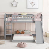 Twin Over Twin Bunk Bed with Slide and Ladder, Gray 44777113