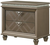 ZUN Contemporary 1pc Cristal Glam 2-Drawer Storage Nightstand End Table with Faux Crystals Unique Look ESFCRMB7800-2