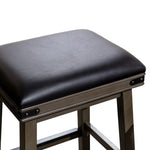 ZUN 30" Bar Stool, Weathered Gray Finish, Black Leather Seat B04660632