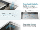 Stainless Steel Kitchen Sink, 33x19 Single Bowl, Undermount Handmade Sink in Black, with Cutting 78769048