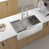 ZUN 33x22x10"Farmhouse Apron Single Bowl Stainless Steel Kitchen Sink W2898P228903