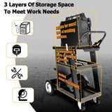 ZUN Welding Cart Heavy Duty, Mig Tig Welder Cart for Plasma Cutting Machine with 3-Tier Shelf, Side 38755649