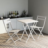 3 Piece Patio Bistro Set of Foldable Square Table and Chairs, White W1586P143181
