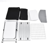 Foldable camping kitchen with 2-sided windshield pockets 88971357