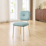 Modern Dining Chairs Set of 2, Beige & Green Upholstered Accent Chairs with Metal Legs N842P284565C