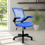 ZUN Mesh Task Office Chair with Flip Up Arms, Blue 11465606