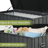 200 Gallon Outdoor Storage Deck Box Waterproof, Large Patio Storage Bin for Outside Cushions, Throw W1859P145360