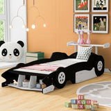 Twin Size Race Car-Shaped Platform Bed with Wheels,Black WF311965AAB