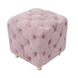 Pink Modern Velvet Upholstered Ottoman, Exquisite Small End Table, Soft Foot Stool,Dressing Makeup W1170103513