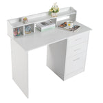 ZUN FCH 110*50*95cm Particleboard Paste Triamine Desktop Storage Layer Three Drawers Computer Desk White 37862423