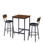 ZUN Bar Table Set with 2 Bar stools PU Soft seat with backrest, Rustic Brown, 23.62'' W x 23.62'' D x W1162104643