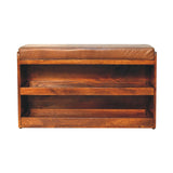 Artisan Furniture Solid Wood Buffalo Hide Pull out Chestnut Shoe Storage Bench B182P280799