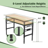 Adjustable Height Workbench, 60" Rubber Wood Top Heavy duty Workstation with Power Outlets, 2000 LBS W1422P218519
