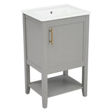 20" Bathroom Vanity with Sink, Bathroom Cabinet with Soft Closing Door, Storage Rack and Open Shelf, 62138412