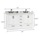 ZUN 61'' Bathroom Vanity, Solid Wood Frame Bathroom Storage Cabinet, Freestanding Vanity with Top W1059P180162