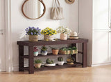 27-In Bamboo Shoe Rack & Bench, 3-Tier 280 lb Capacity Storage Organizer for Entryway, Living Room, 35252088