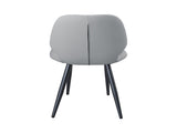 Light Grey Leather Dining Chair with Metal Legs, Shell Shape Upholstered Chair Set of 2 for Kitchen, T3967P484971