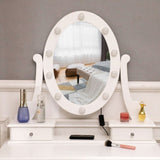 ZUN FCH With Light Bulb Single Mirror 5 Drawer Dressing Table White=61588080,60709581 72228893