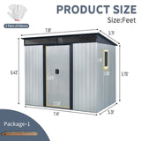 8 ft x 6 ft Outdoor Metal Storage Shed with Window and Transparent plate for Garden, Lawn W540P185323