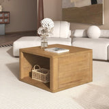 Square Coffee for Living Room in Natural Farmhouse Coffee with Storage,2-Tier Center N735P242918N
