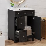 24-Inch Bathroom Vanity Cabinet with Ceramic Sink, 2 Drawers, 1 Door WF532034AAB