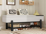 TREXM Farmhouse Upholstered Storage Bench with Hidden Compartment, Modern Entryway Bench for Living N715P308014B