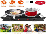 2000W Dual Burner Electric Hot Plate, 5 Temperature Settings , Portable Countertop Stove 15086821