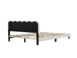 Lambswool Petal Headboard Bed Frame Cream Style Bedroom Soft Bed with Atmosphere Light, Queen N769P272030W