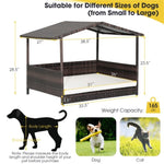 ZUN Dog House Outdoor with Canopy, Rattan Dog Bed with Water-resistant Cushion, 90952212